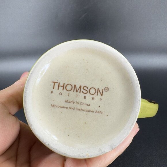 THOMSON POTTERY Mug Cup In The  A mazon Ceramic Speckled Glaze Green Set 2 - Picture 6 of 11
